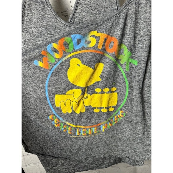 Woodstock Music Festival Graphic Tank Top Retro Hippie Style Gray - Picture 2 of 5